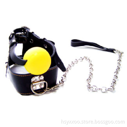 Open Mouth with collar chain Gag Oral Fixation Bondage Mouth Plug Stuffed Head Bondage Restraints Sex Products For Couple
